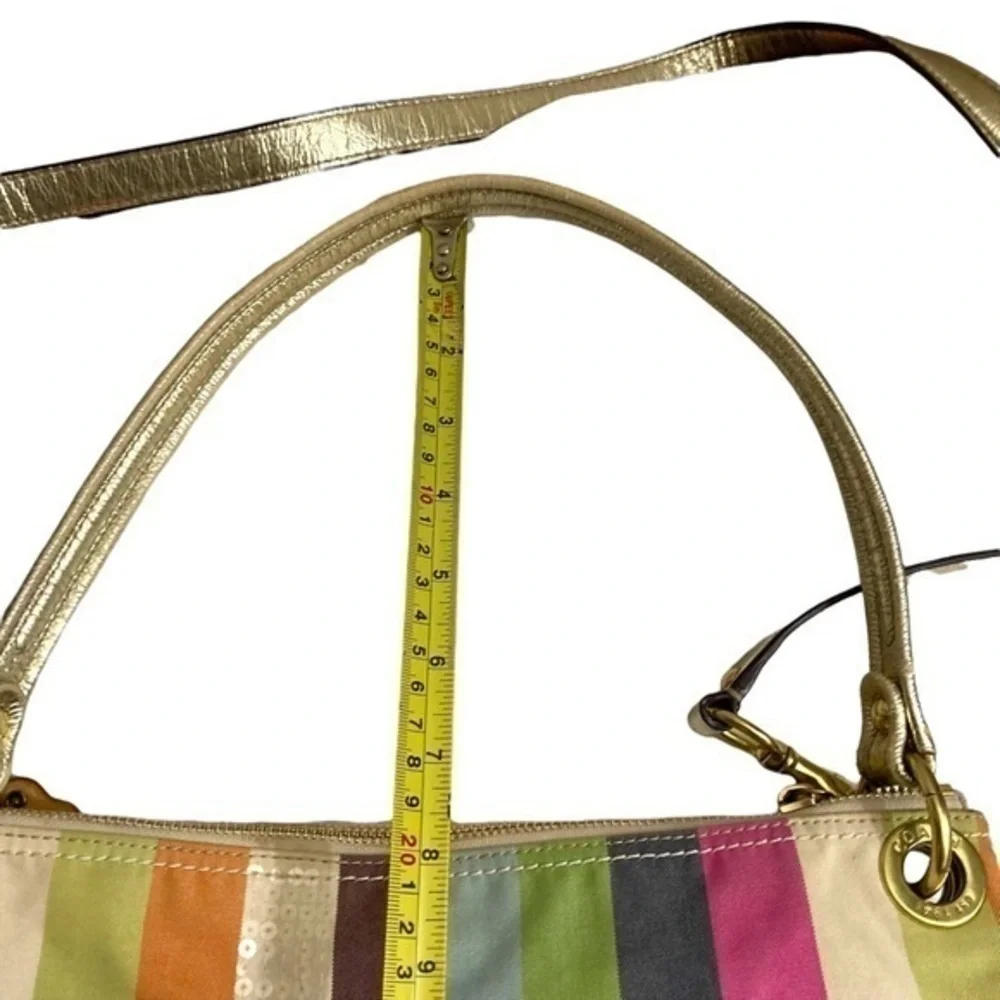 Coach poppy rare legacy striped sequined two way messenger crossbody bag
